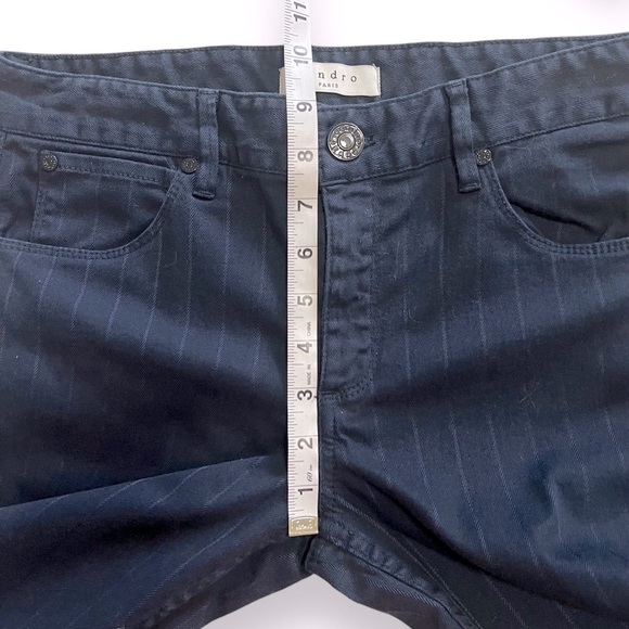 SANDRO Paris Pinstripe Denim 5 Pocket Jeans Dark Blue Size 40 FR Size 8 US - Picture 13 of 15